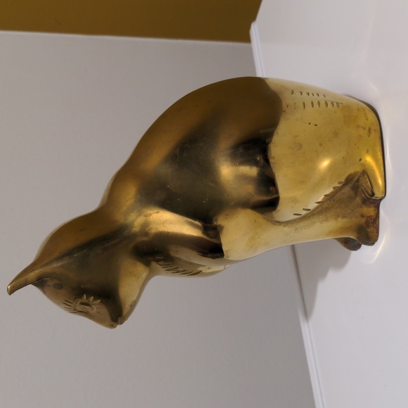 MCM/Vintage Large Brass Cat - Picture 3 of 6